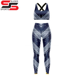 Leggings de yoga taille haute avec impression par sublimation ensemble de soutien-gorge croisé de course de fitness pour femmes nouveaux modèles grande taille - Product Image 1