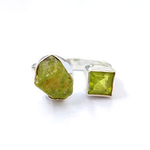 4.8 Grams Peridot Statement <b>Ring</b> Fine Geometric Gemstone <b>Ring</b> for <b>Men</b> Rhodium Plated Everyday Wear - Product Image 1