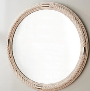 Espejo de pared grande personalizado, espejo colgante de cuerda blanca, espejo de cuerda - Product Image 1