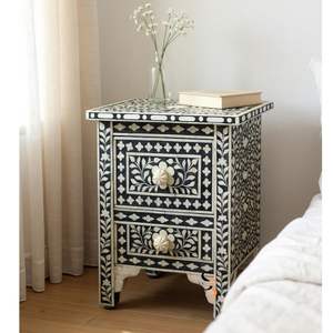 Table moderne en os incrusté fait main, élégante armoire de salon avec incrustations complexes, fournisseur personnalisé en Inde - Product Image 5