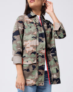 <b>Womens</b> Camouflage Utility Field <b>Jacket</b> Ladies Lightweight Camo Parka Neon <b>Pink</b> Zipper Trim Outdoor Casual Fashion Spring Coat - Product Image 6