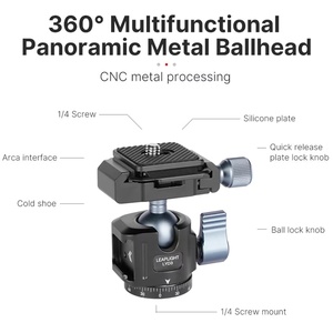 Mini <span class=keywords><strong>trépied</strong></span> en aluminium <span class=keywords><strong>avec</strong></span> tête sphérique 360 Arca Plate Cold Shoe Metal Tripod pour <span class=keywords><strong>Iphone</strong></span> Samsung Phone DSLR Camera LED Light Mic - Product Image 4
