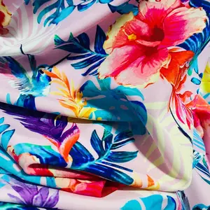 夏威夷热带印花趣味彩色泳衣印花面料