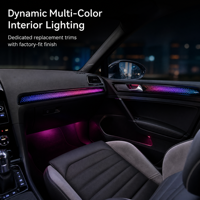 Kit de 4 feux LED à fibres optiques pour voiture, effet ciel étoilé, avec télécommande vocale et application, lampe d'ambiance intérieure automobile 12V, kit de plafonnier bleu étoilé