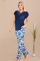 Ensemble pyjama 2 pièces en viscose tricotée pour femme, motif à pois, décontracté, doux et respirant, manches longues et short longueur genou, style turc