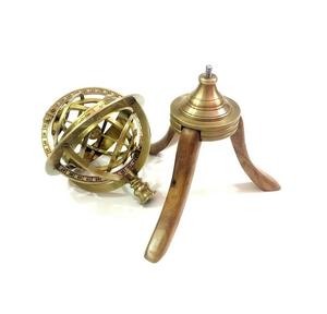 Grand Armillaire nautique en laiton doré avec base robuste, parfait pour l'affichage dans le bureau ou le salon - Product Image 6