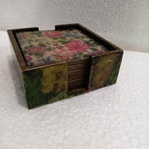 Vadrouille incrustée de résine de marbre en bois de vente chaude ensemble de sous-verres personnalisés avec couleur naturelle et personnalisée fabriqué en Inde - Product Image 4