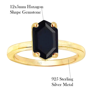 Bague délicate en argent sterling 925 forme hexagonale péridot quartz pierre précieuse griffe réglage bande droite or vermeil diamant pierre principale - Product Image 3