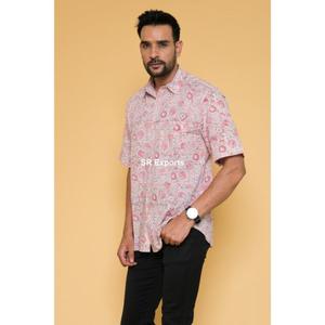 Chemise décontractée à manches courtes en coton imprimé de blocs de style bohème fait à la main pour hommes vêtements de plage d'été imprimés de créateur indien pour hommes - Product Image 5