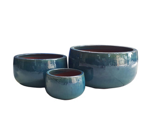 Wholesale Modern Shiny Glazed Ceramic Outdoor Flower <b>Pot</b> Planter Self Watering Drainage Hole Various Sizes for Home Garden - Product Image 1