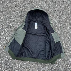 Veste double face délavée à l'acide vintage pour homme Sweat à capuche zippé en coton vert avec motif solide pour la saison hivernale - Product Image 3