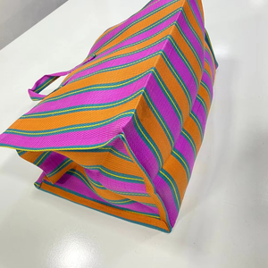 Bolsa de compras de nylon reutilizable ecológica con cremallera RPET Bolsas de playa de plástico recicladas tejidas por telar hecho en La India - Product Image 1