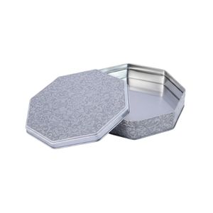 กล่องใส่ขนมแป้งรูปทรงแปดเหลี่ยม ทำจากแผ่นเหล็กเคลือบดีบุก สามารถปรับแต่งได้ รีไซเคิลได้ (เปล่า)  บรรจุภัณฑ์อาหารเกรด  กล่องของขวัญ  ลายนูน - Product Image 4