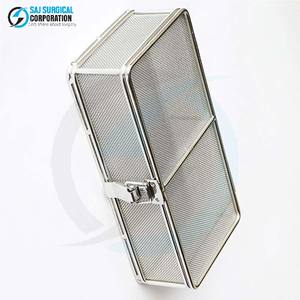 Stainless Steel Manual Wire <b>Mesh</b> <b>Basket</b> Locking Lid Durable Reusable Hospital Sterilization <b>Storage</b> Secure Surgical Instrument - Product Image 2