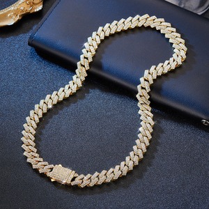 Pulsera y Collar de Cadena Cubana con Dijes de Plata de Ley 925 con Moissanita para Mujer, de Moda - Product Image 3