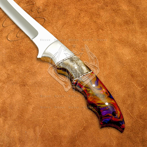 Magnifique couteau de chef artisanal pour la cuisine, le filetage, la chasse et le camping, lame en acier D2, manche en résine, étui en cuir, cadeau idéal - Product Image 4