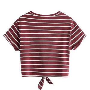 เสื้อครอปท็อปผู้หญิงสำหรับฤดูร้อน สไตล์ลำลอง เป็นมิตรกับสิ่งแวดล้อม ผลิตจากผ้าฝ้าย 100% ปรับแต่งขนาดและสีได้ MOQ ต่ำ - Product Image 2