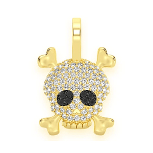 Diseño atractivo Fabricante DE LA India 14K Oro sólido 0,5 TCW Iced Out Skull & Crossbones Moissanite Diamond Charm Colgante personalizado - Product Image 1