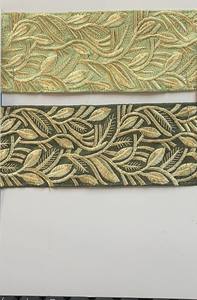 Custom Made <b>Gold</b> Zari Embroidered <b>Ribbons</b> & Laces Organza Fabric in Two Colours for Wedding Dresses Various Designs - Product Image 2