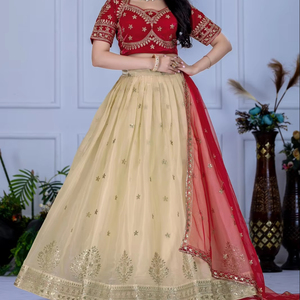 ชุด lehenga choli ชุดปาร์ตี้สุดพิเศษพร้อมด้าย zari และงานลำดับ - Product Image 1