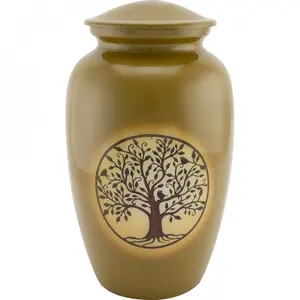 <b>Large</b> Cremation Memorial <b>Urn</b> for Adult Human Ashes Screw Lid Design Tree of Life Sterling - Product Image 1