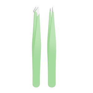 Juego de pinzas para cejas recubiertas de papel verde, Punta inclinada, acero inoxidable, 3,8 pulgadas, Kits de pinzas para manicura - Product Image 4