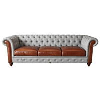 Canapé Chesterfield à trois places élégant et stylé, design intemporel et élégant, parfait pour les salons spacieux et les intérieurs contemporains
