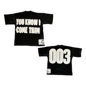 T-shirt coupe carrée solide pour hommes Jersey de coton surdimensionné lourd de haute qualité Broderie en chenille personnalisée T court court - Product Image 3