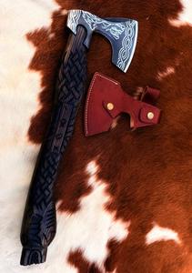 Hache viking artisanale en acier à haute teneur en carbone avec manche en bois et étui en cuir fin, hache de qualité industrielle - Product Image 6