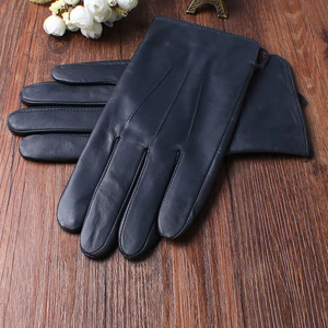 Gants en cuir d'hiver à la mode pour hommes mitaines chaudes à doigt complet élégant conduite en plein air mode 2025 Design Premium - Product Image 2