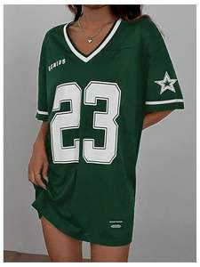 เสื้อเจอร์ซีย์ฟุตบอลคอวีขนาดใหญ่พิเศษใส่สบายมีสไตล์ยูนิเซ็กส์ใส่ Y2k - Product Image 2