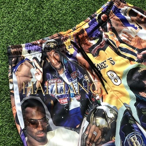 Short de sport avec logo personnalisé haut de gamme pour homme Short de basket-ball à coupe ample en tissu de maille sublimé avec drapeau américain à motif solide à bas prix - Product Image 5