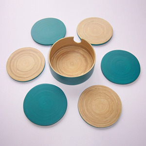 Posavasos de Bambú y Madera de Alta Calidad al por Mayor, Juego de Posavasos de Bambú Enrollado con Soporte - Product Image 3