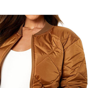 Blouson bomber pour femme, écologique, court, manches longues, en PU, avec doublure 100% polyester, léger, décontracté, pour l'hiver - Product Image 4