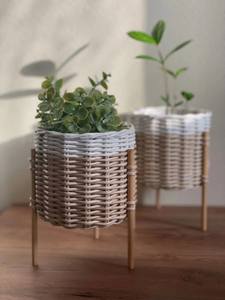 Maceta rústica de ratán hecha a mano con material duradero para cocinas de granja jardines terrazas exteriores e interiores de campo - Product Image 2