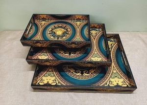 Plateau en bois fait à la main nouveau design avec dernière impression en émail plat de service personnalisé dans un nouveau style prix de gros plateaux de service - Product Image 6