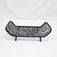 Nichoir surélevé Artex Dong Thap en sisal tressé, écologique, carré, avec coussin en fausse fourrure et fermeture à boutons, toutes saisons, pour salon
