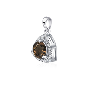 Wholesale Trendy 3-Piece 925 Silver Rhodium Plated Fine Jewelry Set Women's Smoky Quartz CZ Pendant <b>Earrings</b> Wedding Engagement - Product Image 3