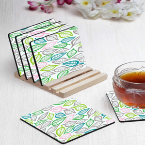 Posavasos de madera de acacia de mango redondo de diseño floral de diferentes diseños y formas disponibles al por mayor y precio de fábrica de La India - Product Image 2