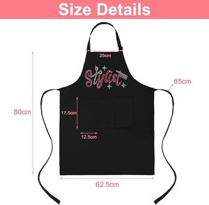 Coume 2 Pcs Hair Stylist <b>Apron</b> Hairstylist Salon <b>Apron</b> with Rhinestone Tools 3 Pockets <b>Waterproof</b> - Product Image 3