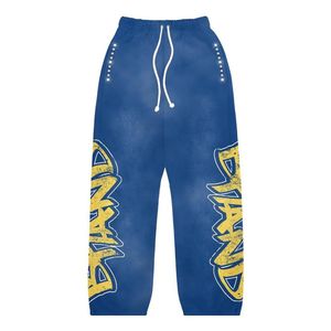 High Street Distressed Washed Ripped Pants Hombres Custom Striped Trimmed Rhinestone Oversized Wide Leg Baggy Sweatpants - Product Image 6