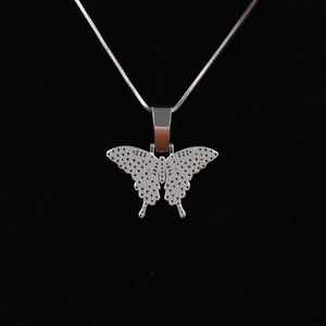 14K Oro Mariposa Pave Diamante Colgante Collar Joyería - Product Image 6