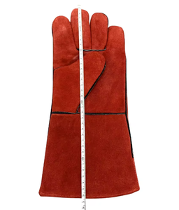 Gants de soudage en cuir de vache rouge à haute température XL de 14 pouces résistants à la chaleur anti-coupures anti-dérapants pour les travaux extérieurs - Product Image 1