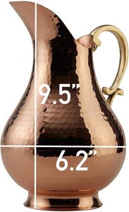 Pichet en cuivre martelé solide et non doublé de 1.2mm d'épaisseur fait à la main - Product Image 2