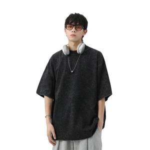 T-shirt surdimensionné pour hommes coupe régulière en coton 100% vieilli délavé à l'acide vintage personnalisé en gros - Product Image 1