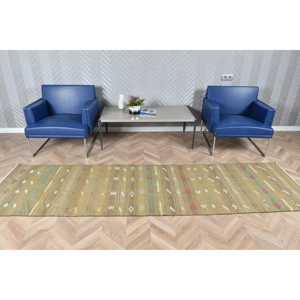 Turkish 2.7x10.1 ft <b>Runner</b> <b>Rug</b>, Vintage <b>Rug</b>, Kilim Brown Floral <b>Rug</b> - Product Image 2