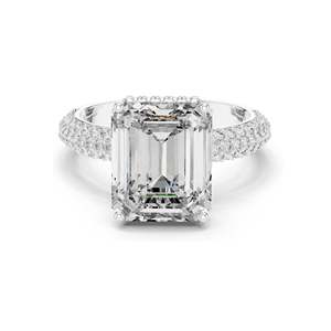Anillo de Diamante de Laboratorio con Corte Esmeralda de 6.004 CT para Mujer, Claridad VVS-VS EF, Oro de 18KT, 14KT, 10KT y Plata 925, Oro Rosa, Amarillo, Blanco - Product Image 2