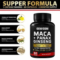 Cápsulas de extracto de raíz de Maca orgánica OEM suplemento de cápsula de Maca negra roja amarilla para todas las edades