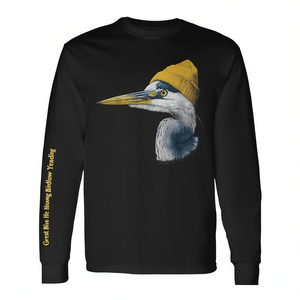T-shirt a maniche lunghe Great Blue Heron Birding Yellow Beanie, categoria promozionale - Product Image 2