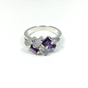 Bague exquise améthyste délicate et pierre de lune en argent sterling 925 bijoux en pierres précieuses faits à la main cadeau élégant pour elle - Product Image 3